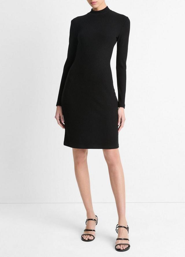 Ribbed Long-Sleeve Short Dress Product Image