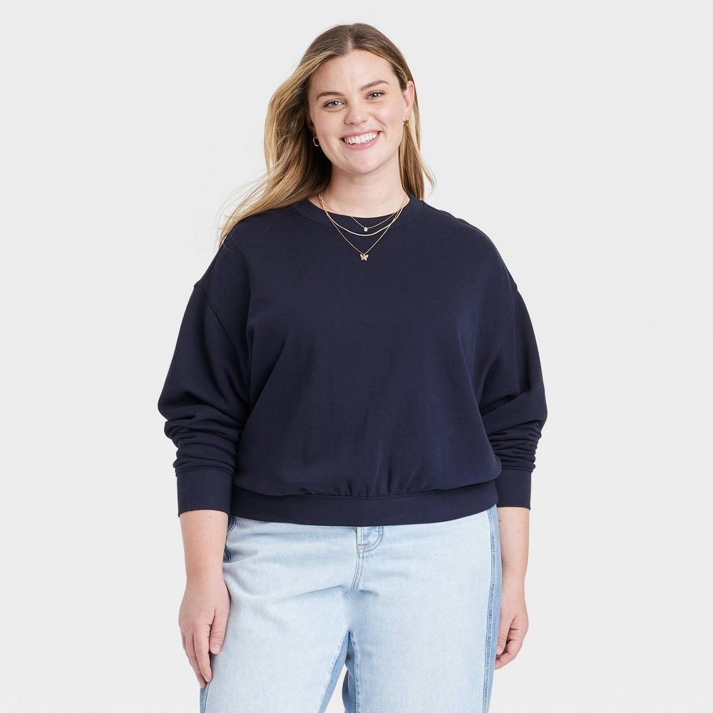 Womens Leisure Studio Pullover Sweatshirt - Universal Thread Navy Blue 3X Product Image