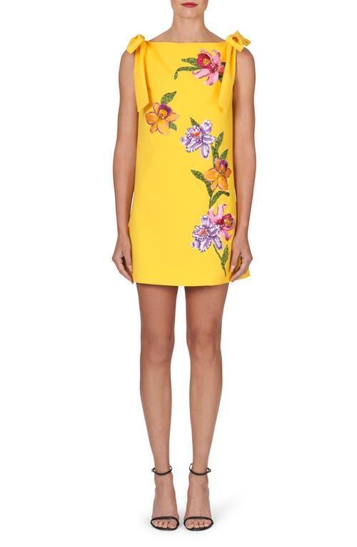 Floral Embroidered Shift Dress with Bows Product Image