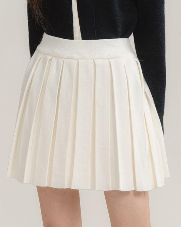 High Rise Plain Mini A-Line Skirt Product Image