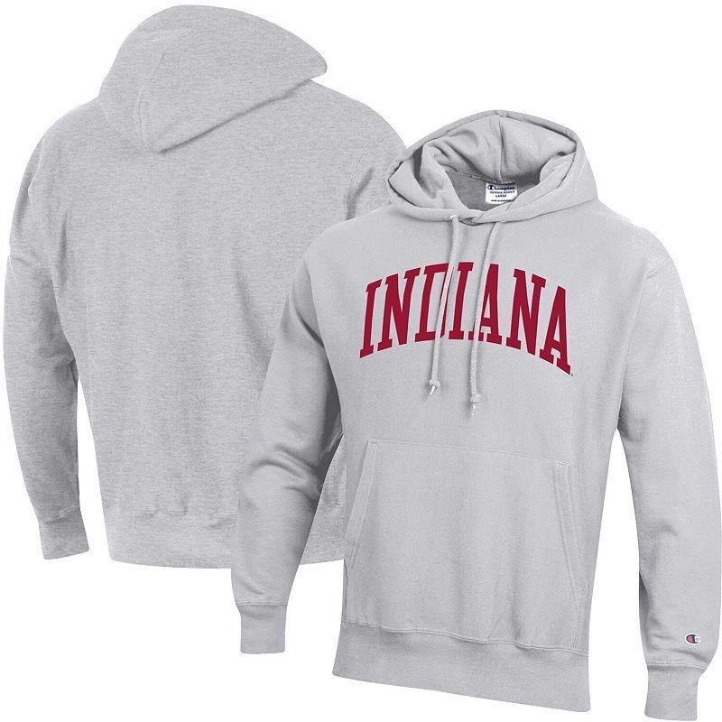 Mens Champion Heathered Gray Indiana Hoosiers Team Arch Reverse Weave Pullover Hoodie Product Image