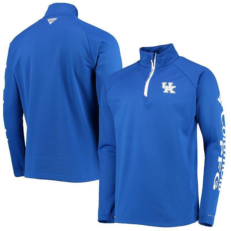 Mens Columbia Royal Kentucky Wildcats Terminal Tackle Fleece Raglan Omni-Shade Quarter-Zip Jacket Product Image