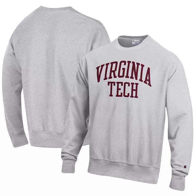 Mens Champion Heathered Gray Virginia Tech Hokies Arch Reverse Weave Pullover Sweatshirt Product Image