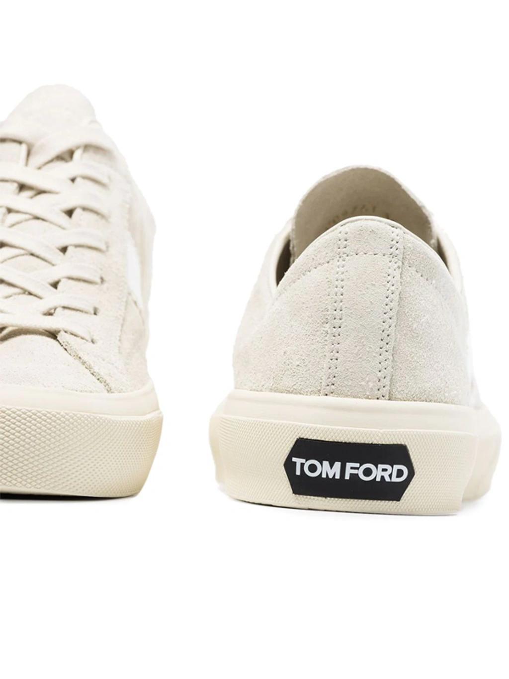 TOM FORD Cambridge Leather Low Top Sneakers In Grey Product Image