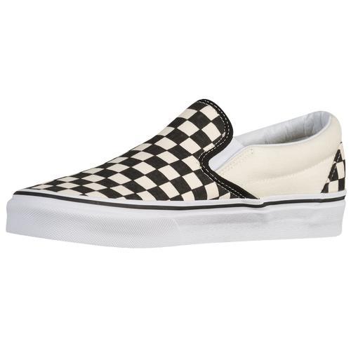 Vans Classic Checkerboard White & Black Slip-On Shoes in White/Black - Product Image