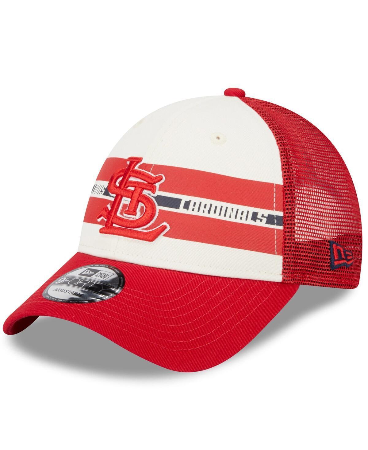 Mens New Era White St. Louis Cardinals Team Stripe Trucker 9Forty Snapback Hat - White Product Image