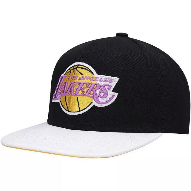 Mens Mitchell & Ness /White Los Angeles Lakers Hardwood ClassicsWear Away VisorSnapback Hat Product Image