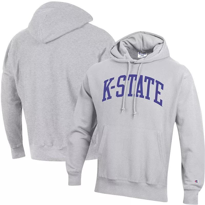 Mens Champion Heathered Gray Kansas State Wildcats Team Arch Reverse Weave Pullover Hoodie KST Grey Product Image