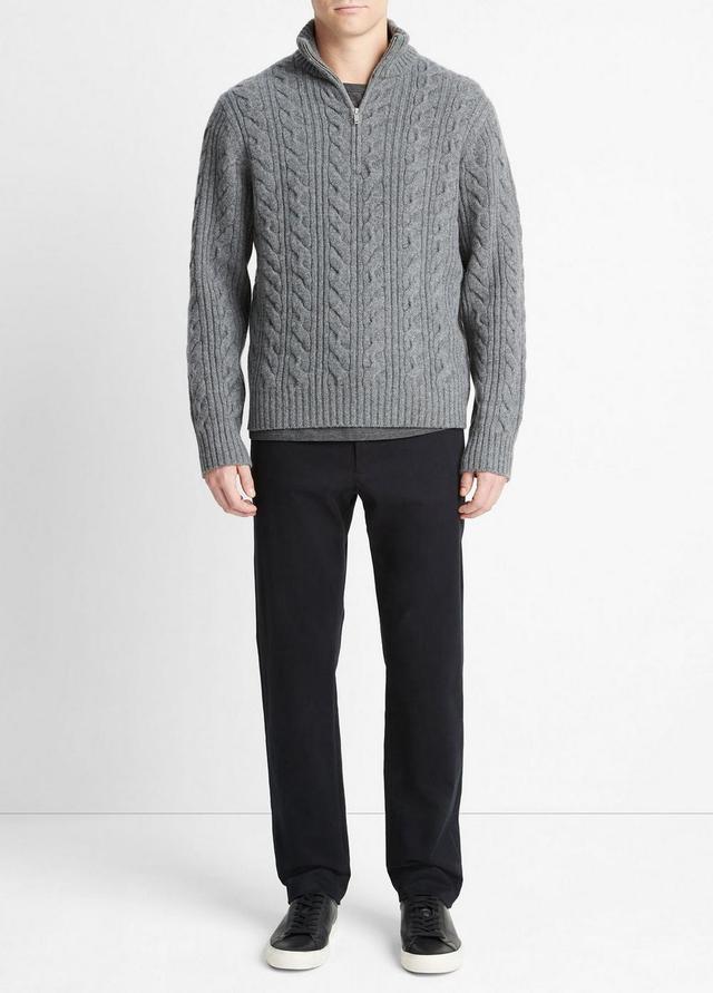 Cable-Knit Wool Quarter-Zip Sweater Product Image