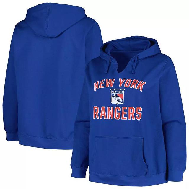 Womens Profile Blue New York Rangers Plus Size Arch Over Logo Pullover Hoodie Product Image