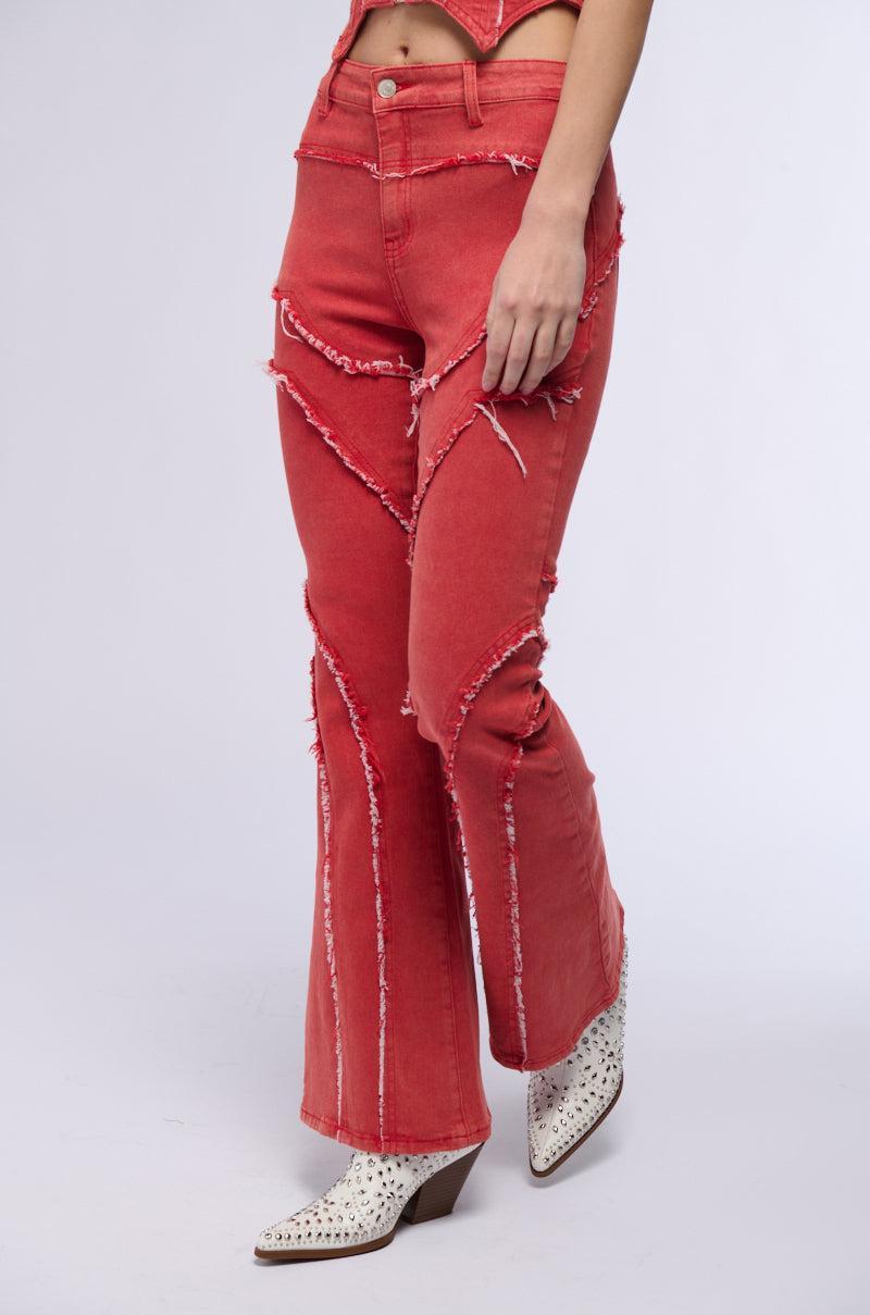 FLAMIN HOT DISTRESSED FLARE JEAN Product Image