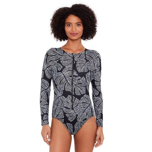 Womens Eco Beach Long Sleeve Zip-Front One-Piece Swimsuit Product Image