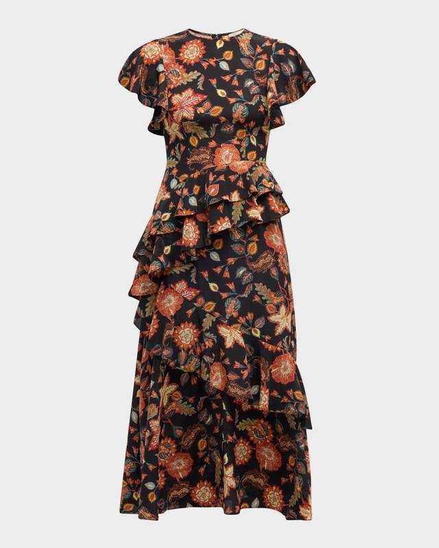 Amaia Floral-Print Ruffle Midi Dress Product Image