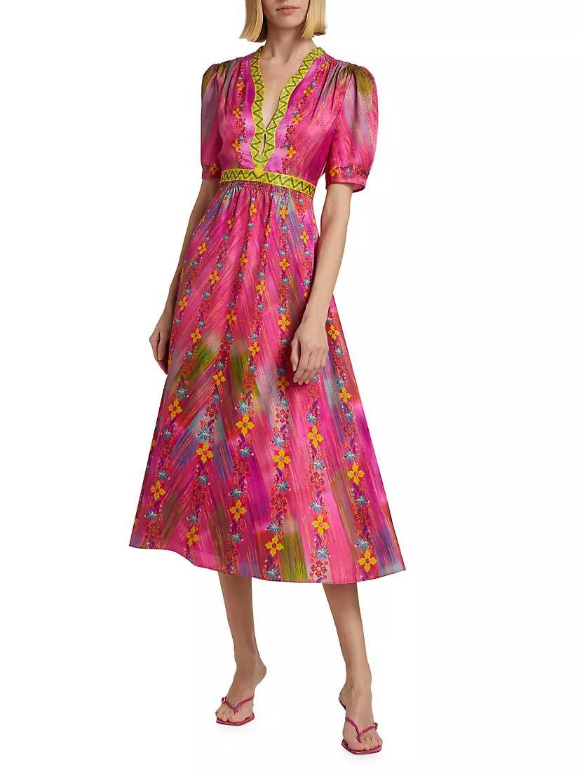 Tabitha Printed Silk Midi-Dress Product Image