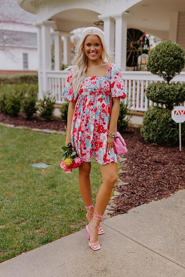 Sprinkle Of Sass Floral Babydoll Dress in Hot Pink Product Image