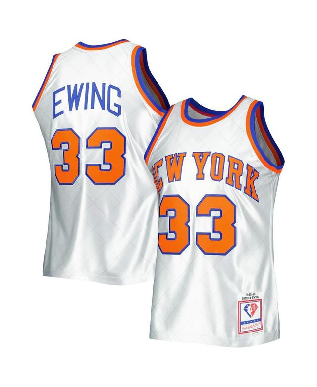 Mens Mitchell & Ness Patrick Ewing Platinum New York Knicks 1985-86 Hardwood Classics 75th Anniversary Swingman Jersey - Platinum Product Image