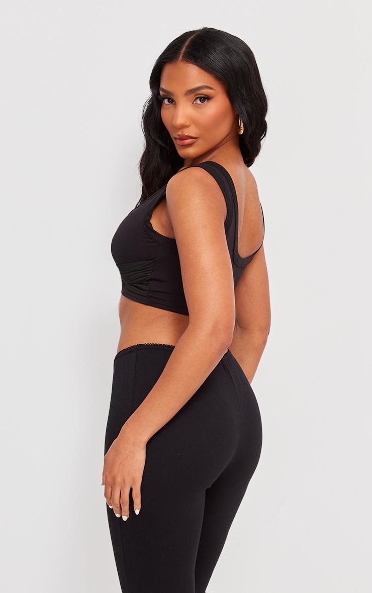 Black Mesh Bust Overlay Crop Top Product Image