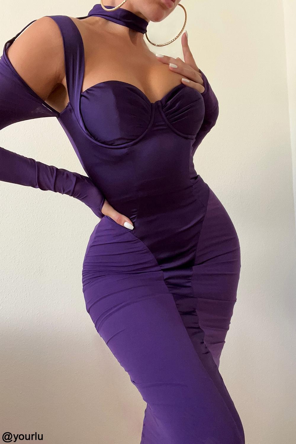 Talika Grape Corset Midi Dress Product Image