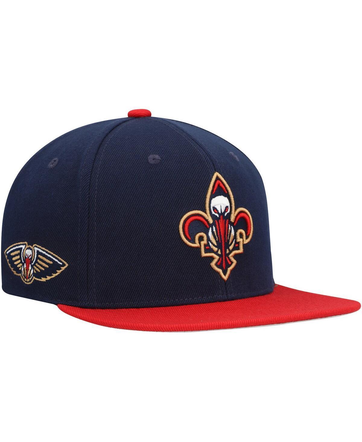 Mens Mitchell & Ness /Red New Orleans Pelicans Side Core 2.0 Snapback Hat, Blue Product Image