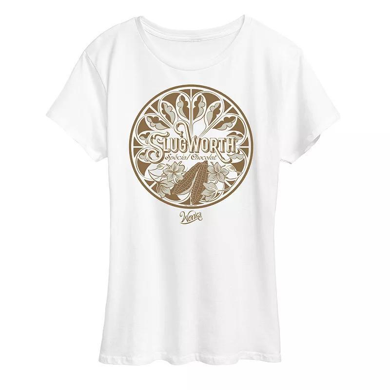 Womens Wonka Shop Logo Slugworth Graphic Tee, Girls Heather Grey Product Image