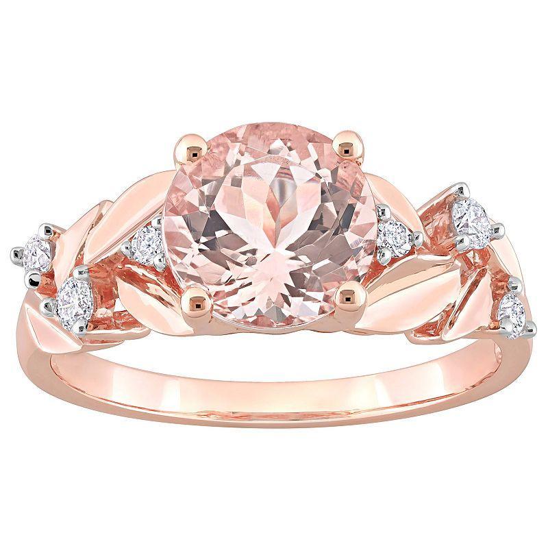 Stella Grace 10k Rose Gold Morganite & 1/7 Carat T.W. Diamond Engagement Ring, Womens Product Image