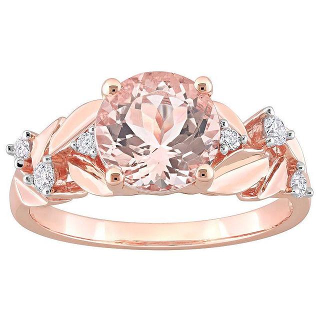 Stella Grace 10k Rose Gold Morganite & 1/7 Carat T.W. Diamond Engagement Ring, Womens Pink Product Image