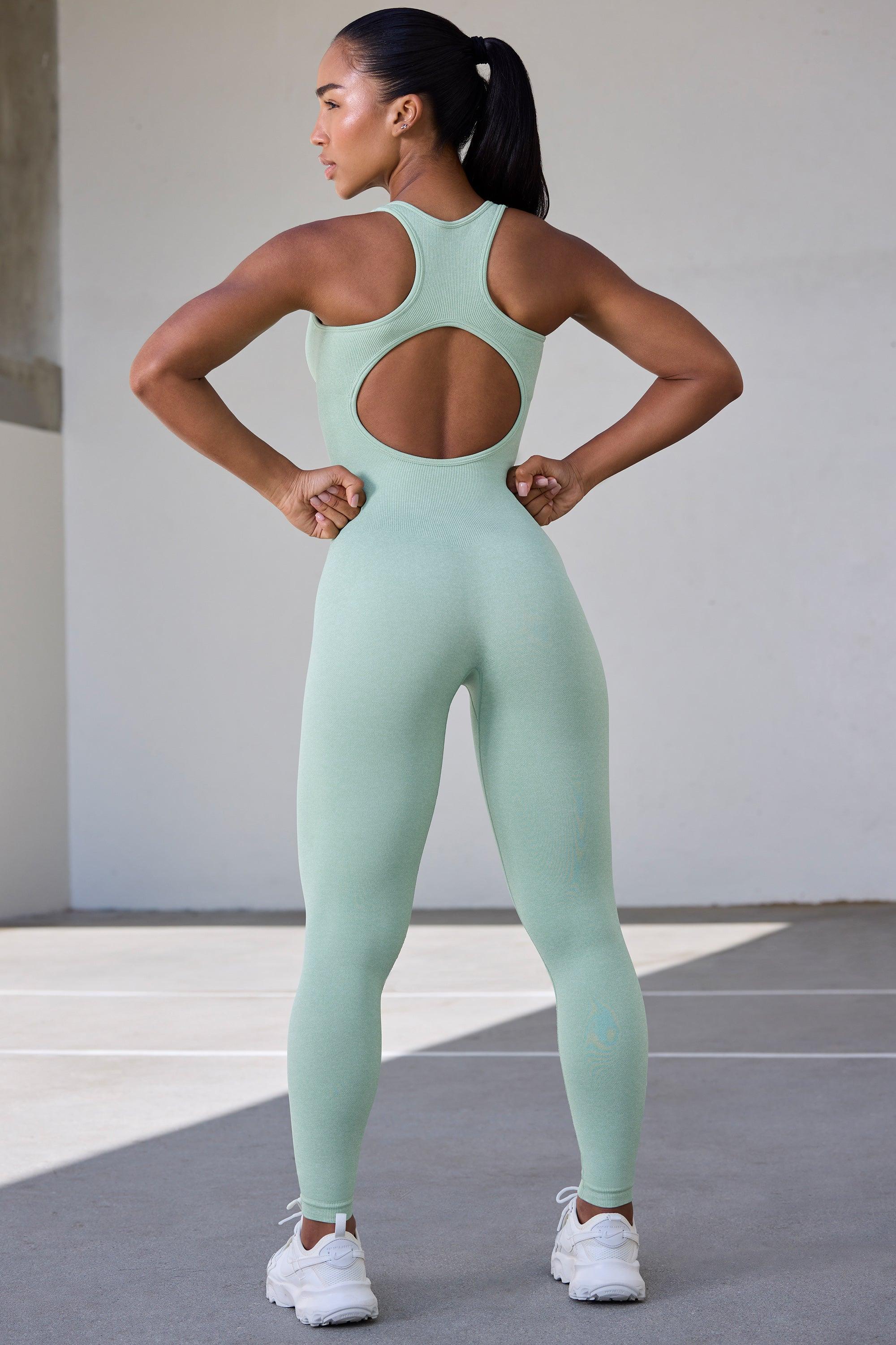 Super Sculpt Seamless Zip Up Full Length Unitard in Pistachio Product Image