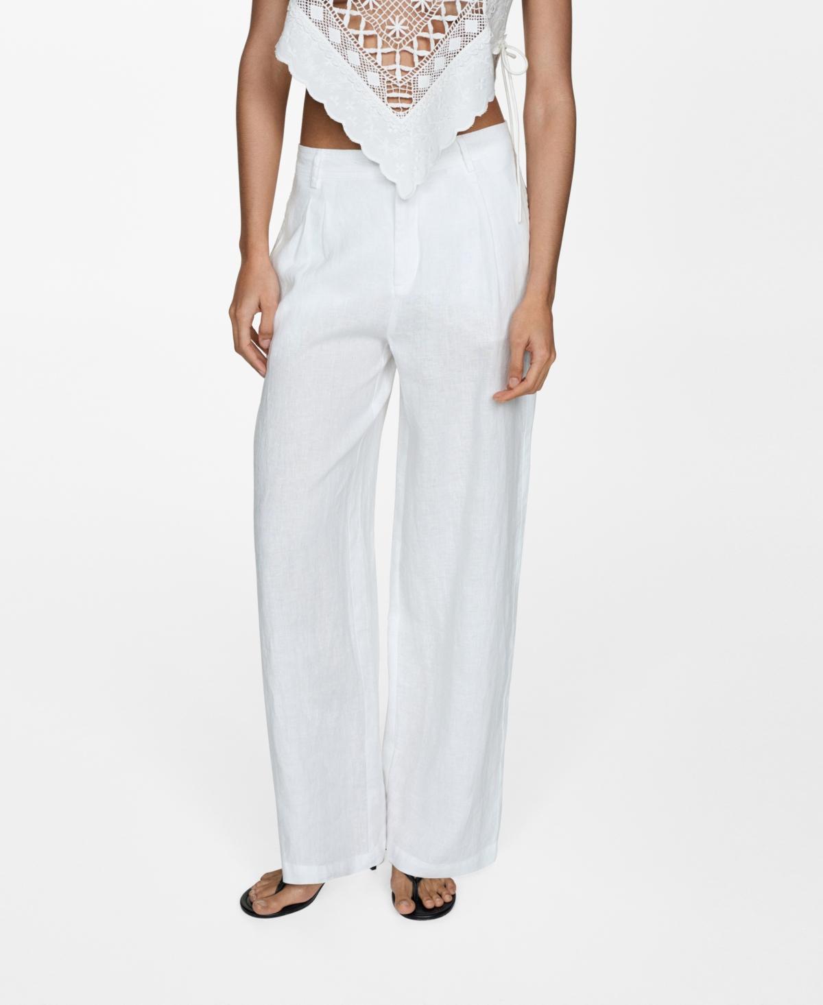 Mango Womens Darts Detail Linen Trousers Product Image