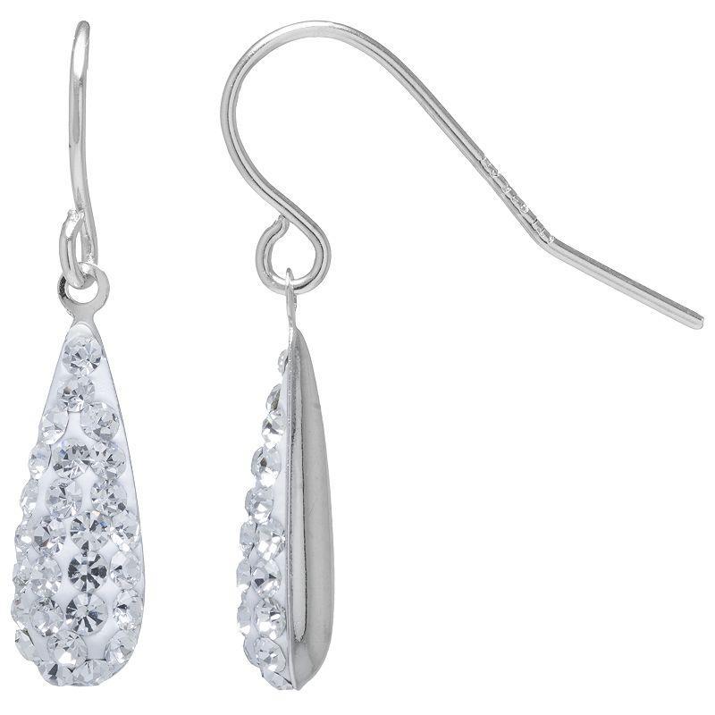 Main and Sterling Sterling Silver Crystal Tear Drop Earrings, Womens, White Product Image