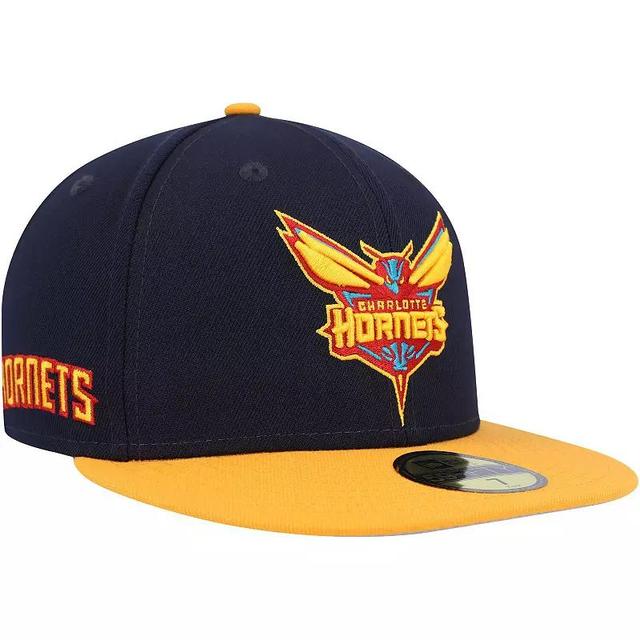 Mens New Era Navy/Gold Charlotte Hornets Midnight 59FIFTY Fitted Hat Chr Blue Product Image