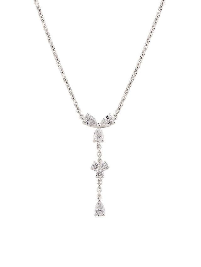 Womens 14K White Gold & 0.5 TCW Lab-Grown Diamond Y-Necklace Product Image