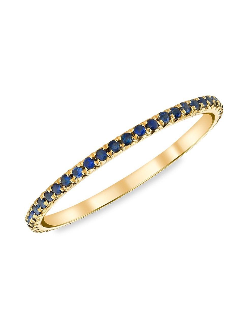 Womens 18K Yellow Gold & Blue Sapphire Eternity Band Product Image