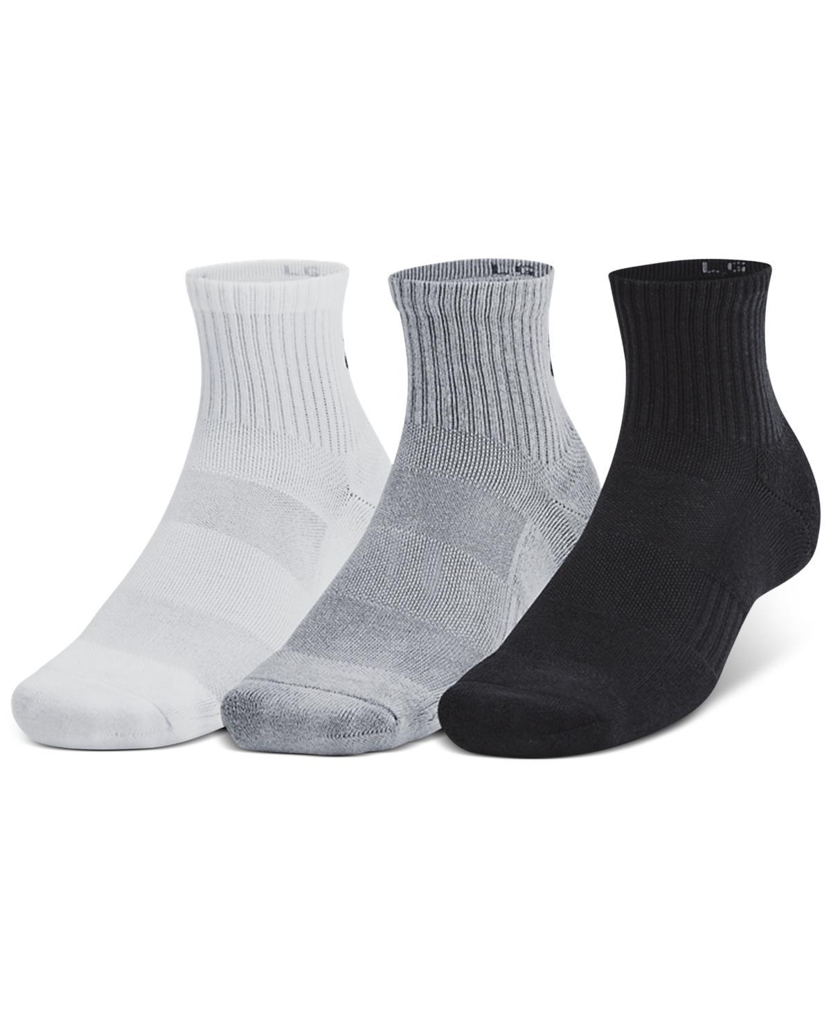 Under Armour Mens Training Cotton 3-Pk. Moisture-Wicking Quarter Socks Product Image