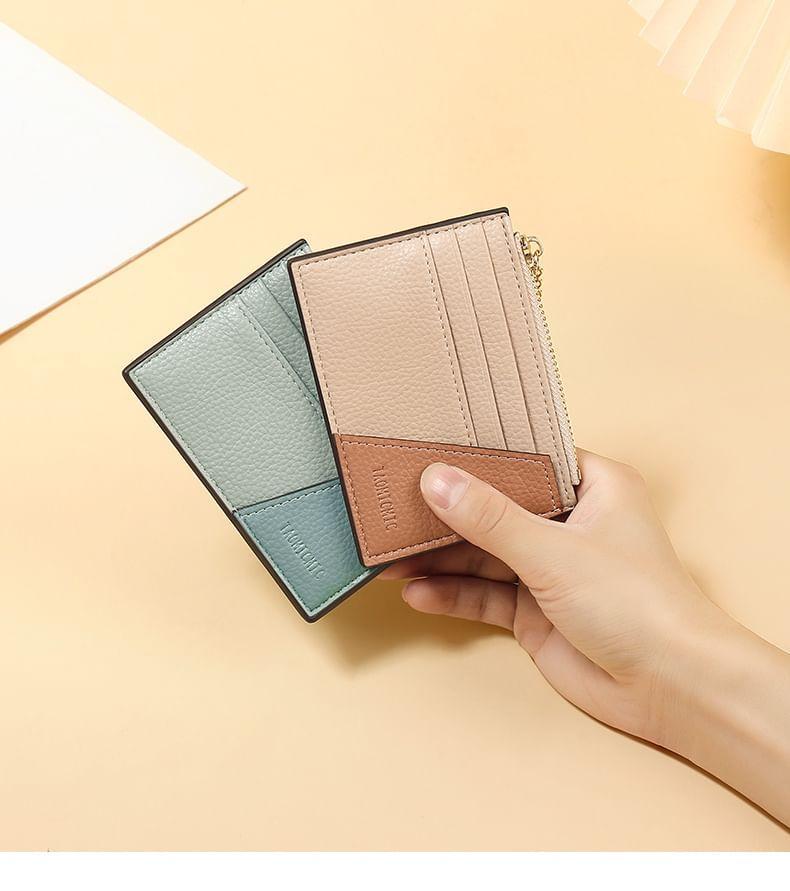 Two Tone Faux Leather Card Holder Product Image