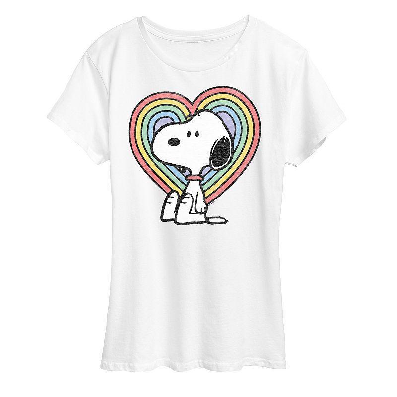 Womens Peanuts Snoopy Pastel Heart Graphic Tee, Girls Product Image