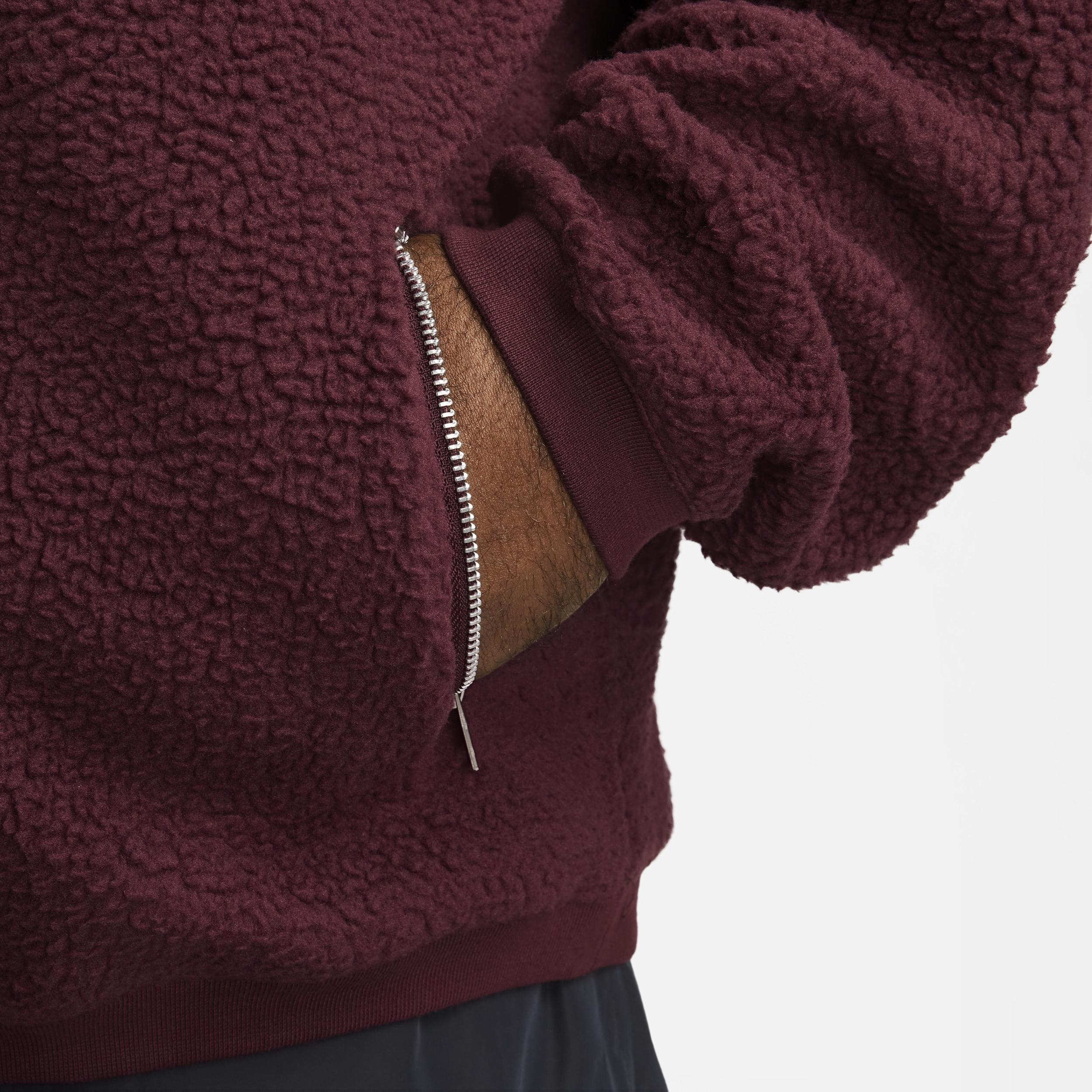 Nike Mens Club Plus Sherpa Winter Crew - Maroon/Black Product Image