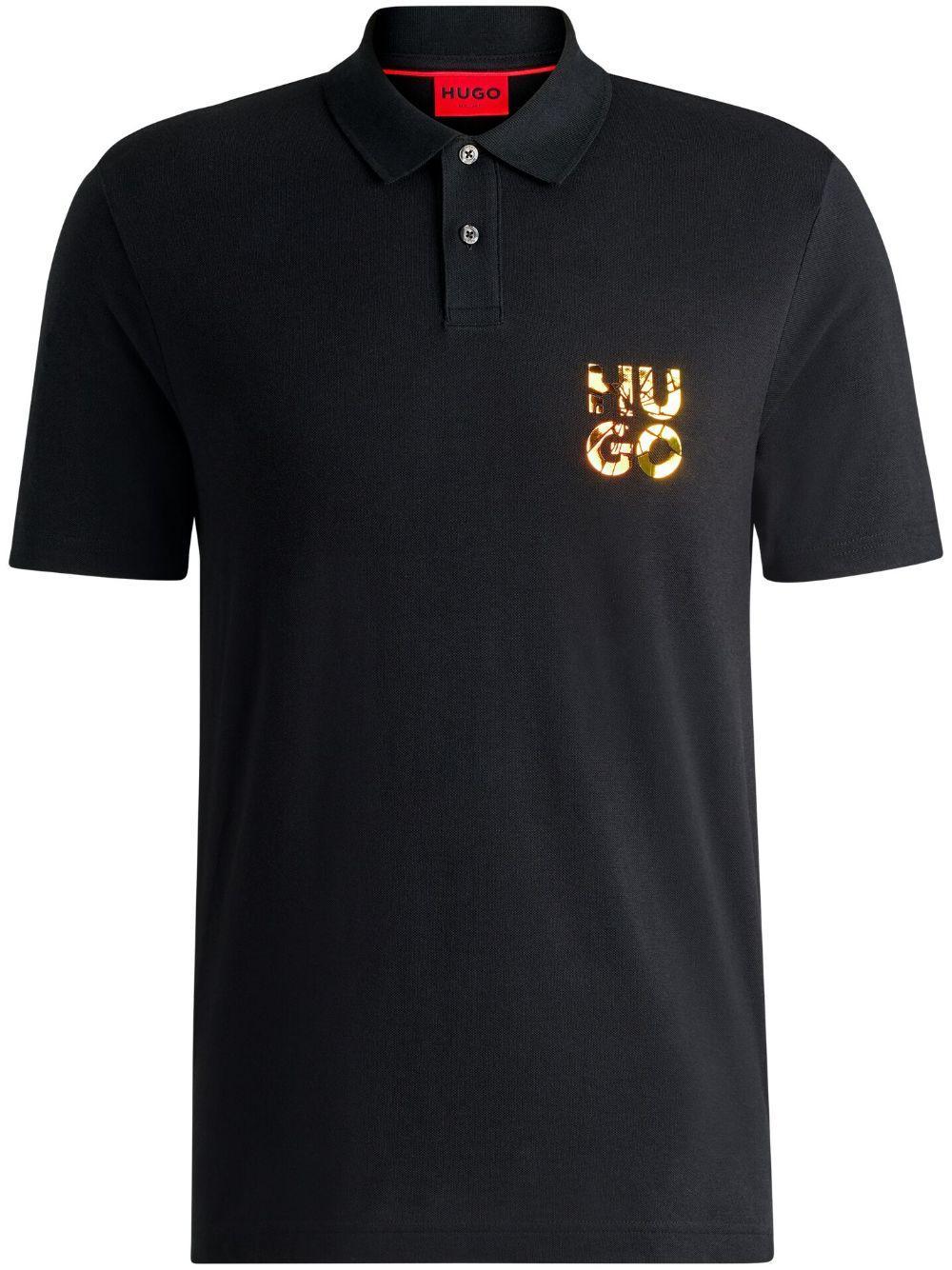 HUGO BOSS Logo-print Polo Shirt In Black Product Image