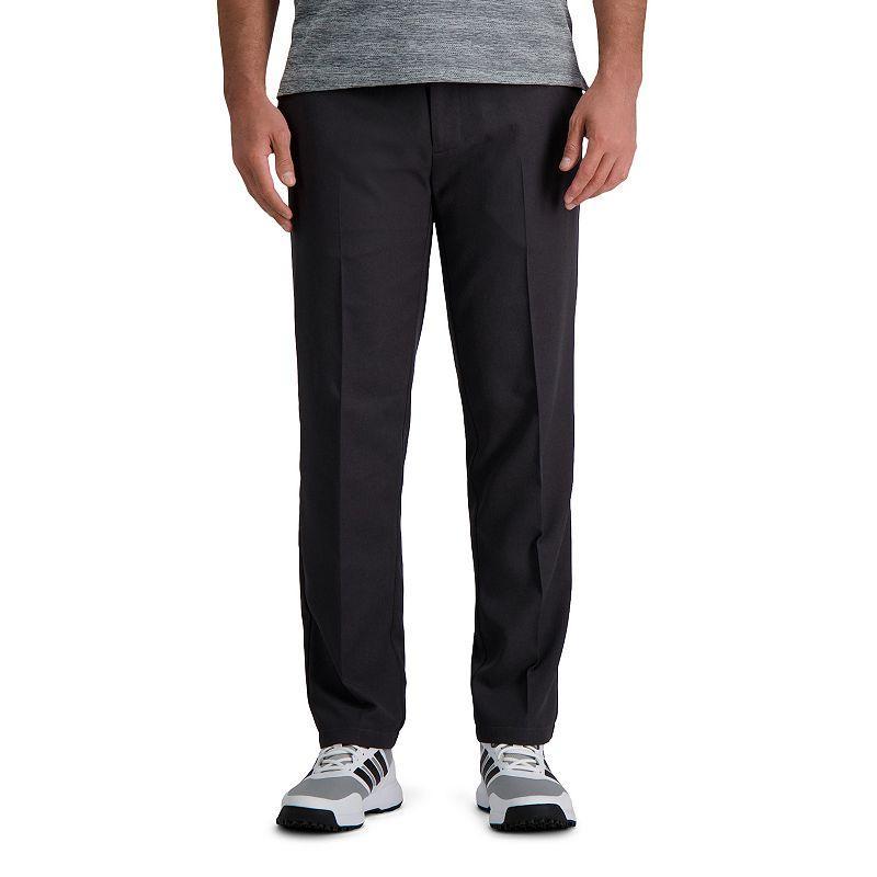 Mens Haggar Cool Right Performance Flex Straight-Fit Flat-Front Pants Grey Product Image