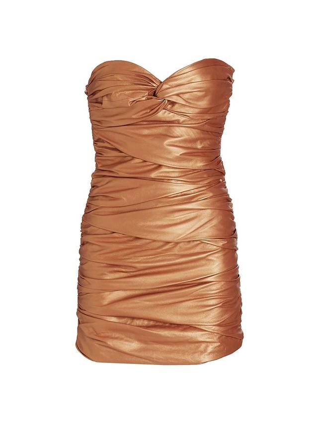 Womens Ruched Leather Minidress Product Image