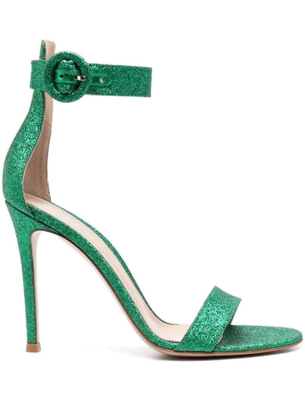 GIANVITO ROSSI Portofino Starlight Leather High Heel Sandals In Green Product Image