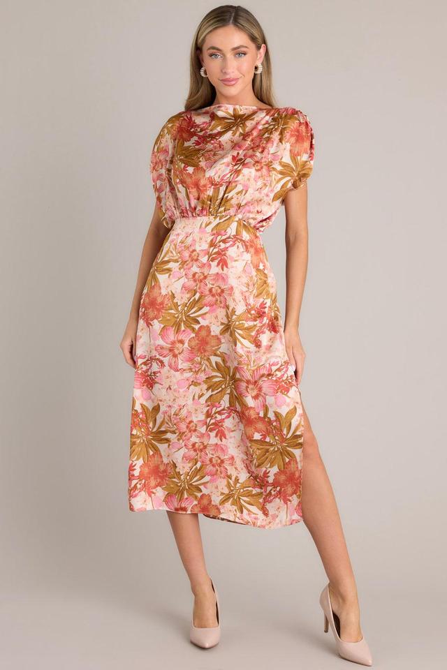 Garden Romance Rose Pink Floral Midi Dress Product Image