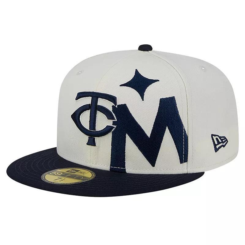 Mens New Era Cream/Navy Minnesota Twins Lonestar 59FIFTY Fitted Hat Product Image