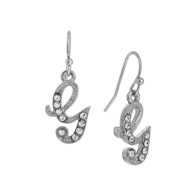 2028 Silver Tone Crystal Initial Wire Earring Product Image