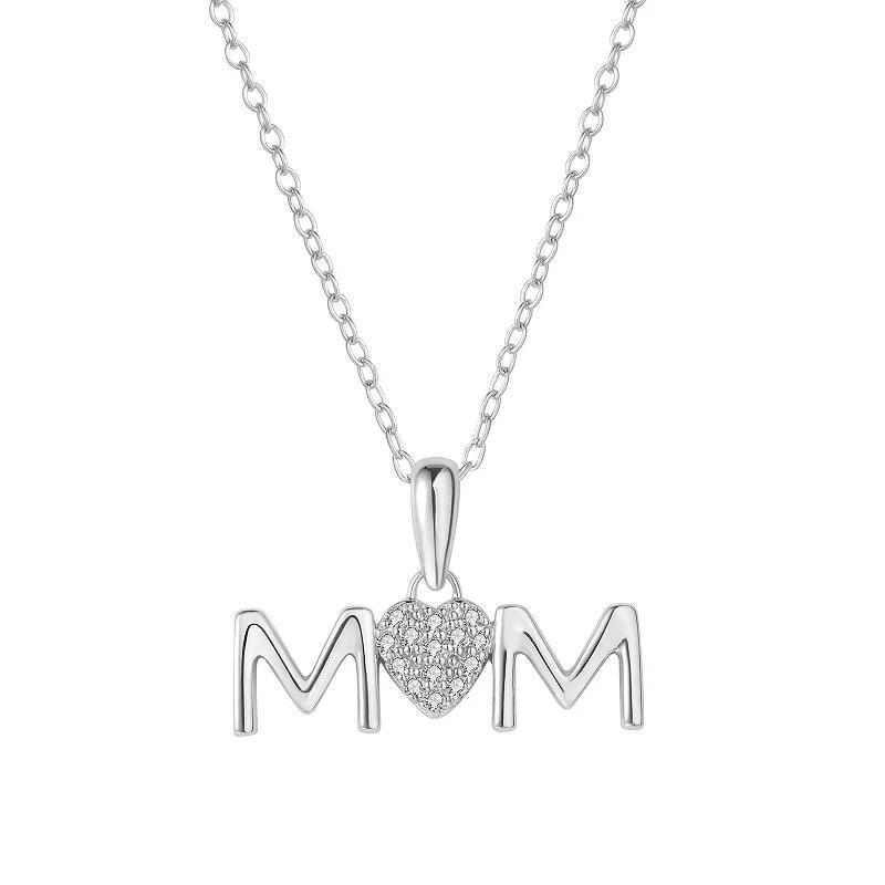 Sterling Silver 1/10 Carat T.W. Diamond Mom Pendant Necklace, Womens Product Image