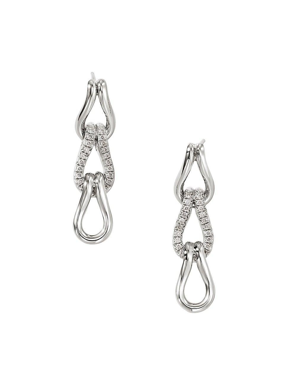 John Hardy Surf Pav Diamond Link Drop Earrings Product Image