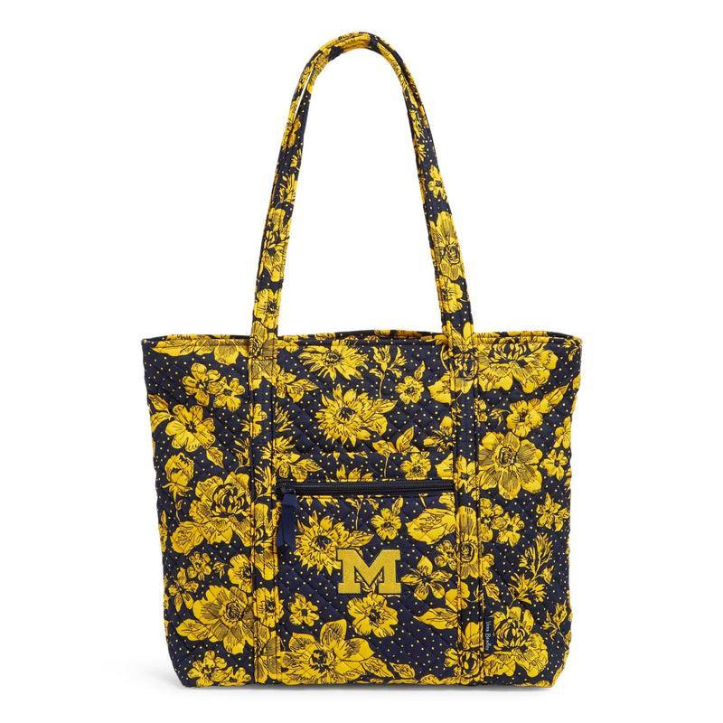 Vera Bradley Collegiate Tote Bag Women in Navy/Gold Rain Garden with University of Michigan Logo Product Image