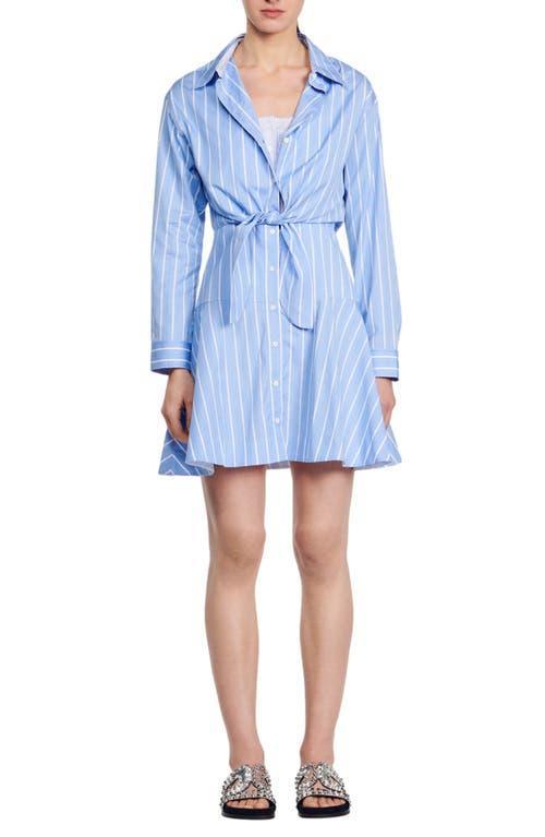 Womens Striped Tie-Front Shirt Dress Product Image