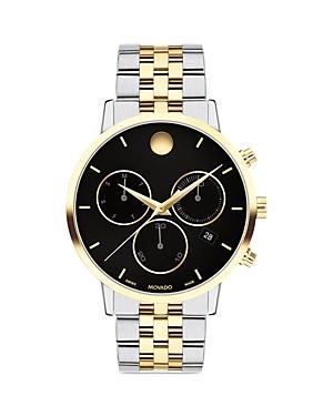 Men's Movado MuseumÂ® Classic Two-Tone PVD Chronograph Watch with Black Dial and Date Window (Model: 0607777) Product Image