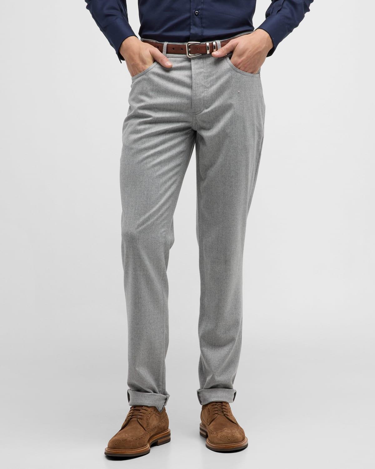 Mens Italian Fit Wool 5-Pocket Trousers Product Image