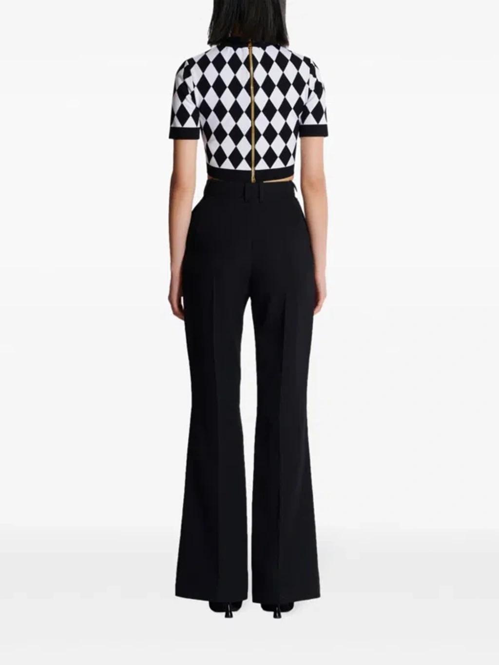 BALMAIN Buttoned Diamond Crop Top In Black Product Image